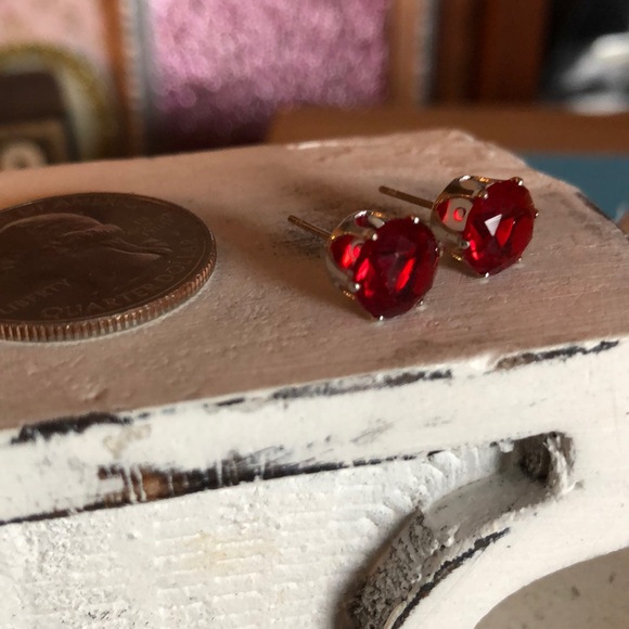 Red Ruby Rhinestone Earrings - Picture 2 of 3